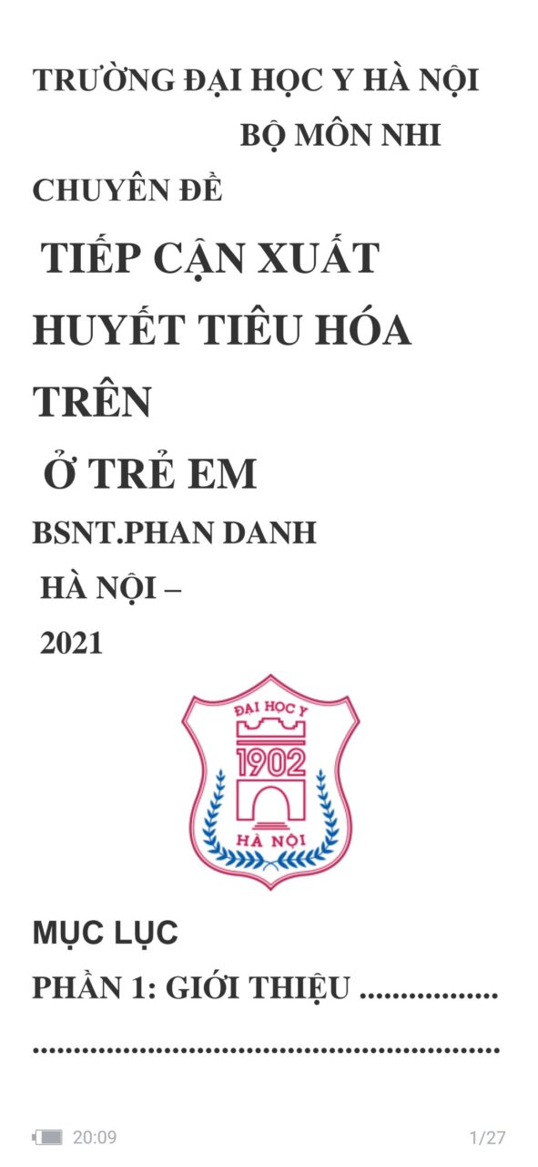 Tiếp cận xuất huyết tiêu hóa trên ở trẻ em – ĐH Y Hà Nội